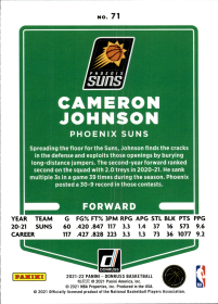 Cameron Johnson - Panini Donruss Base Set 2021-22, Nr. 71