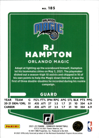 RJ Hampton - Panini Donruss Base Set 2021-22, Nr. 185