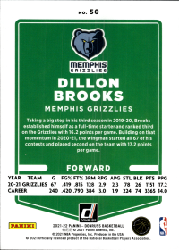 Dillon Brooks - Panini Donruss Base Set 2021-22, Nr. 50