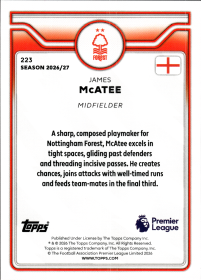 James McAtee - Topps Flagship Premier League Base Set 2026-27, Nr. 223