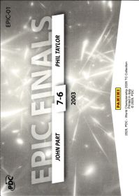 John Part & Phil Taylor - Panini PDC World Championship TC Collection Epic Finals 2026, Nr. EPIC-01 – Insert