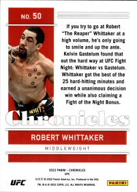 Robert Whittaker - Panini Chronicles UFC Base Set 2022, Nr. 50