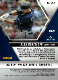 Alex Kirilloff - Panini Mosaic Base Set 2021, Nr. 252 – Rookie Card