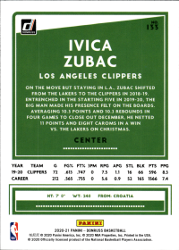 Ivica Zubac - Panini Donruss Base Set 2020-21, Nr. 133