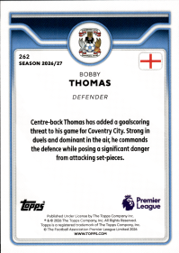 Bobby Thomas - Topps Flagship Premier League Base Set 2026-27, Nr. 262 – Rookie Card