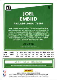 Joel Embiid - Panini Donruss Base Set 2020-21, Nr. 71