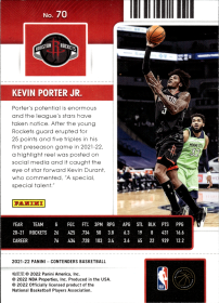Kevin Porter Jr. - Panini Contenders Season Ticket 2021-22, Nr. 70