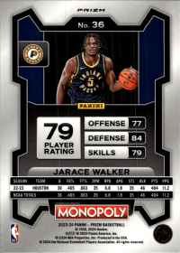 Jarace Walker - Panini Prizm Monopoly Base Set 2023-24, Nr. 36 – Rookie Card, Purple Wave