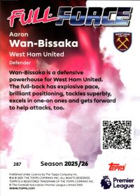 Aaron Wan-Bissaka - Topps Match Attax Premier League Full Force 2025-26, Nr. 287