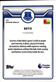 Beto - Topps Flagship Premier League Base Set 2026-27, Nr. 131