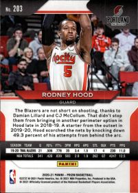 Rodney Hood - Panini Prizm Base Set 2020-21, Nr. 203