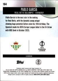 Pablo García - Topps Finest UEFA Club Competitions Base Set 2025-26, Nr. 164 – Rookie Card