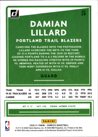 Damian Lillard - Panini Donruss Base Set 2020-21, Nr. 28