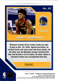 James Wiseman - Panini Chronicles Threads 2020-21, Nr. 93