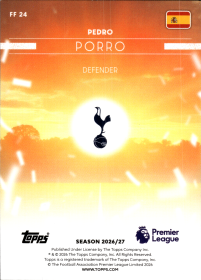 Pedro Porro - Topps Flagship Premier League Flying the Flag 2026-27, Nr. FF 24 – Insert