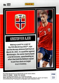 Kristoffer Ajer - Panini Score FIFA Base Set 2022-23, Nr. 122