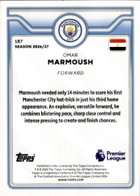 Omar Marmoush - Topps Flagship Premier League Base Set 2026-27, Nr. 187