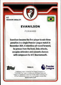 Evanilson - Topps Flagship Premier League Base Set 2026-27, Nr. 62 – Premier League Parallel