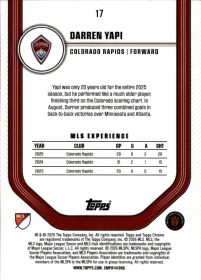 Darren Yapi - Topps Chrome MLS Base Set 2026, Nr. 17