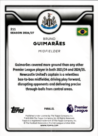 Bruno Guimarães - Topps Flagship Premier League Base Set 2026-27, Nr. 211 – Purple Voltage Parallel