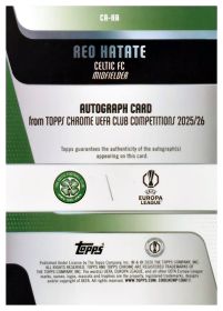 Reo Hatate - Topps Chrome UEFA Club Competitions Chrome Autographs 2025-26, Nr. CA-HA – Autogramm, Nummeriert, Aqua Refractor