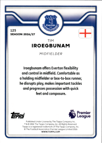 Tim Iroegbunam - Topps Flagship Premier League Base Set 2026-27, Nr. 125
