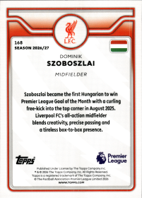 Dominik Szoboszlai - Topps Flagship Premier League Base Set 2026-27, Nr. 168