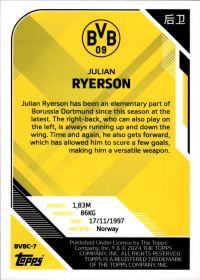 Julian Ryerson - Topps Borussia Dortmund Team Set China Edition Base Set 2023-24, Nr. BVBC-7