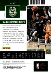 Giannis Antetokounmpo - Panini Contenders Season Ticket 2021-22, Nr. 73