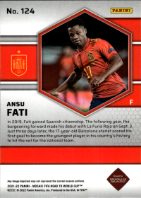 Ansu Fati - Panini Mosaic FIFA Road to World Cup Base Set 2021-22, Nr. 124