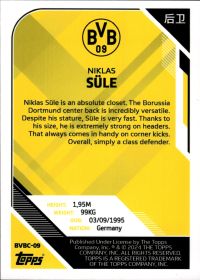 Niklas Süle - Topps Borussia Dortmund Team Set China Edition Base Set 2023-24, Nr. BVBC-9