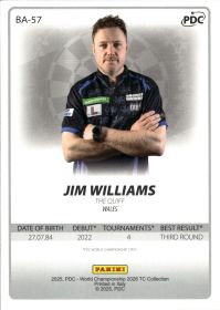Jim Williams - Panini PDC World Championship TC Collection Base Set 2026, Nr. BA-57