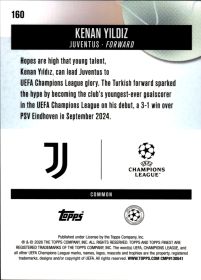 Kenan Yildiz - Topps Finest UEFA Club Competitions Base Set 2025-26, Nr. 160