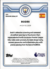 Rodri - Topps Flagship Premier League Base Set 2026-27, Nr. 181