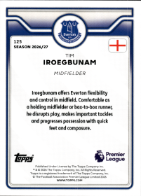 Tim Iroegbunam - Topps Flagship Premier League Base Set 2026-27, Nr. 125