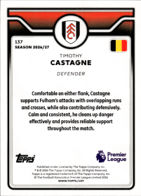 Timothy Castagne - Topps Flagship Premier League Base Set 2026-27, Nr. 137