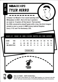 Tyler Herro - Panini Hoops Base Set 2021-22, Nr. 40