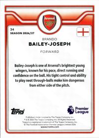 Brando Bailey-Joseph - Topps Flagship Premier League Base Set 2026-27, Nr. 34 – Rookie Card