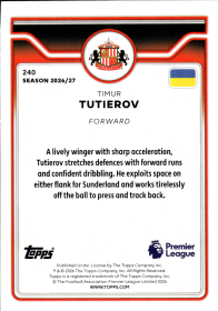 Timur Tutierov - Topps Flagship Premier League Base Set 2026-27, Nr. 240 – Rookie Card