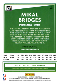 Mikal Bridges - Panini Donruss Base Set 2020-21, Nr. 98