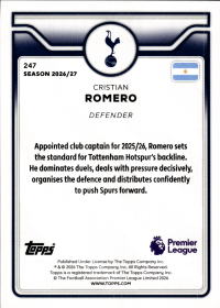 Cristian Romero - Topps Flagship Premier League Base Set 2026-27, Nr. 247