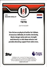 Kenny Tete - Topps Flagship Premier League Base Set 2026-27, Nr. 136