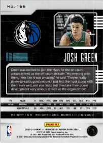 Josh Green - Panini Chronicles Playbook 2020-21, Nr. 166
