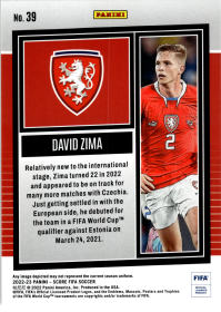 David Zima - Panini Score FIFA Base Set 2022-23, Nr. 39