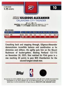 Shai Gilgeous-Alexander - Topps Chrome Update Base Set 2025-26, Nr. 10 – Wave Refractor