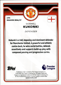 Godwill Kukonki - Topps Flagship Premier League Base Set 2026-27, Nr. 194 – Rookie Card