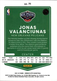 Jonas Valanciunas - Panini Donruss Optic Base Set 2021-22, Nr. 71