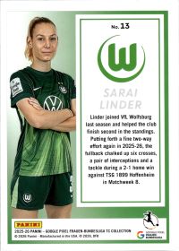 Sarai Linder - Panini Frauen-Bundesliga TC Collection Base Set 2025-26, Nr. 13