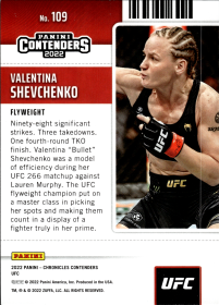 Valentina Shevchenko - Panini Chronicles UFC Contenders Season Ticket 2022, Nr. 109