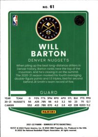 Will Barton - Panini Donruss Optic Base Set 2021-22, Nr. 61